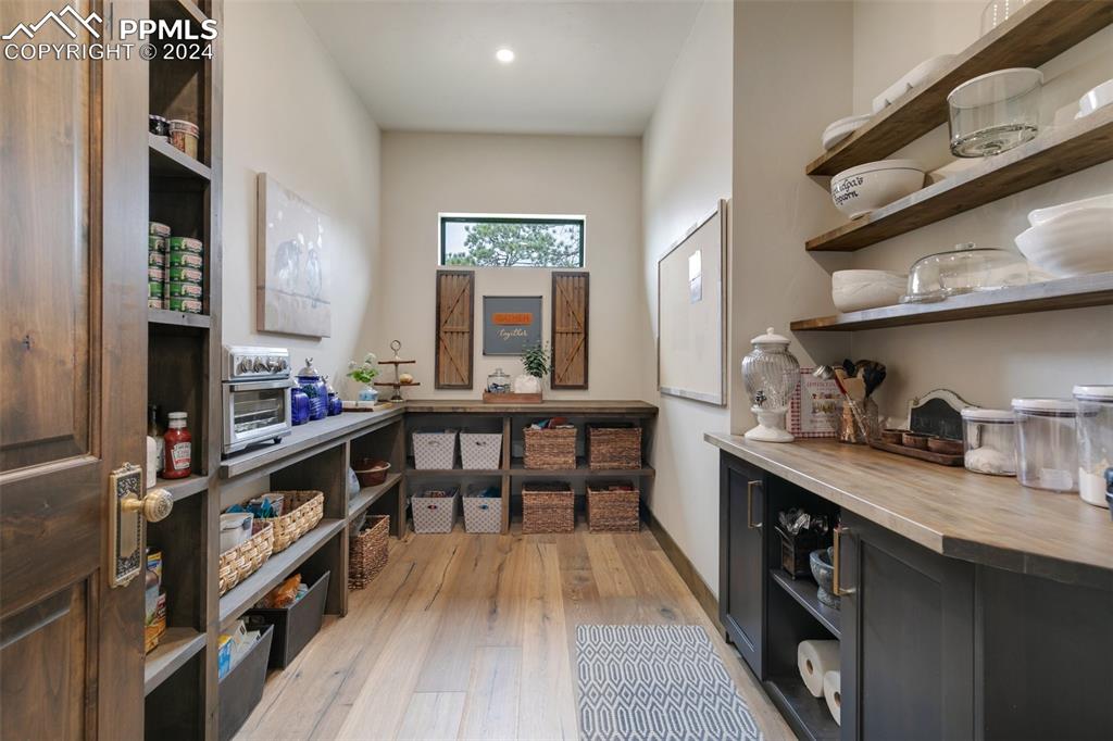 Image 33 of 50: Large walk-in pantry with built-ins