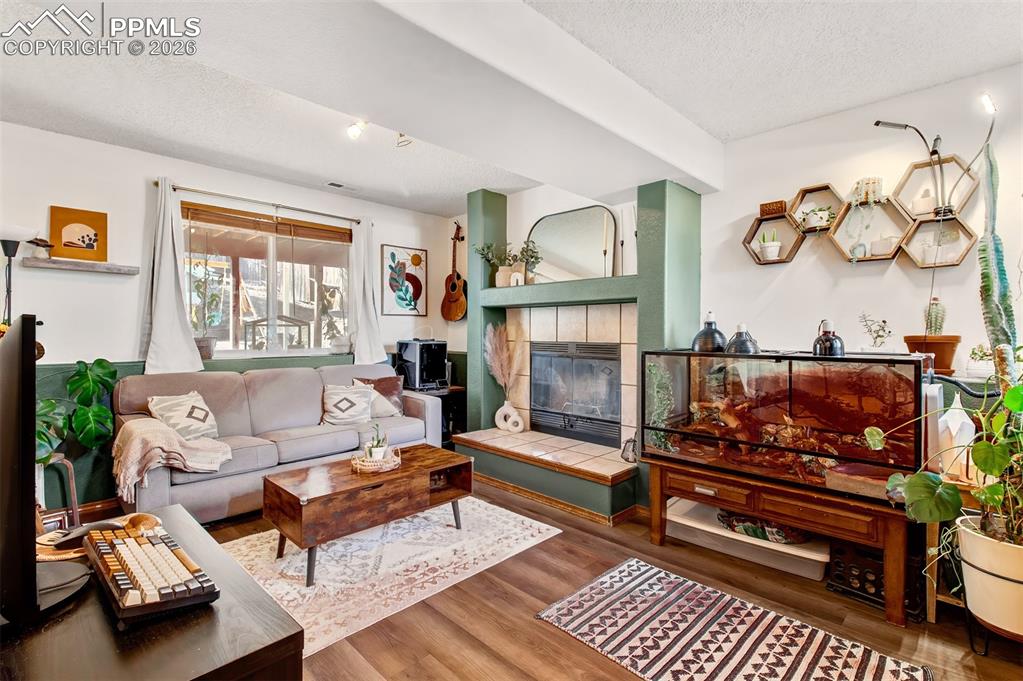 Image 16 of 35: The family room with wood burning stove is on garden level so you still get