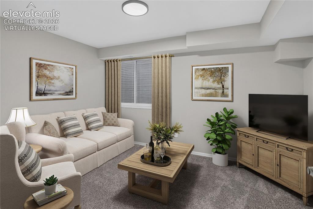 Image 34 of 44: Basement Family Room - Virtually Staged