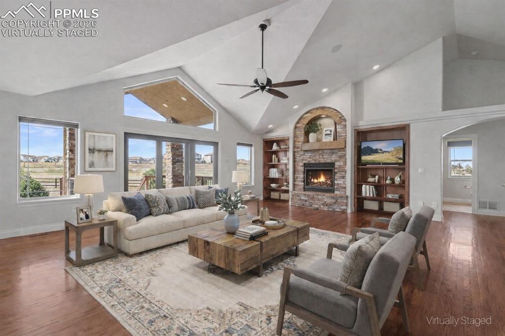 Image 4 of 50: Virtually Staged - Stunning Great Room, Vaulted Ceilings, Solid Wood Floors