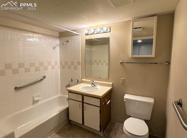 Image 21 of 32: Bathroom with shower / bathtub combination, vanity, neutral flooring and gr