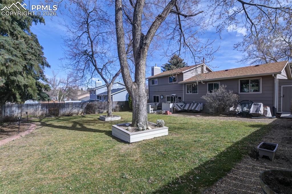 Image 3 of 41: Fenced backyard featuring a garden