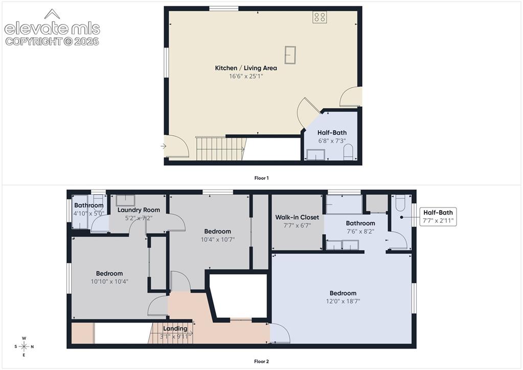 Image 39 of 40: Complete floor plan showcasing both levels of the home, including the open-