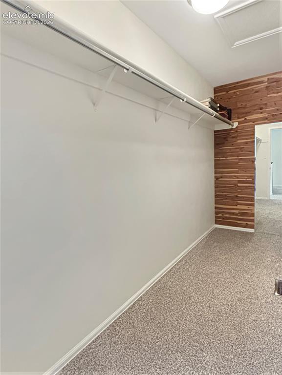 Image 21 of 44: Closet space featuring a built-in hanging rod, upper shelving, and cedar pl