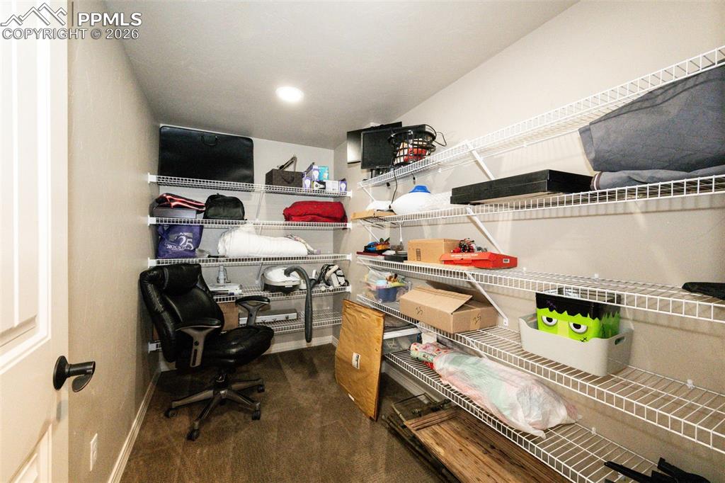 Image 27 of 45: Large storage closet with shelving