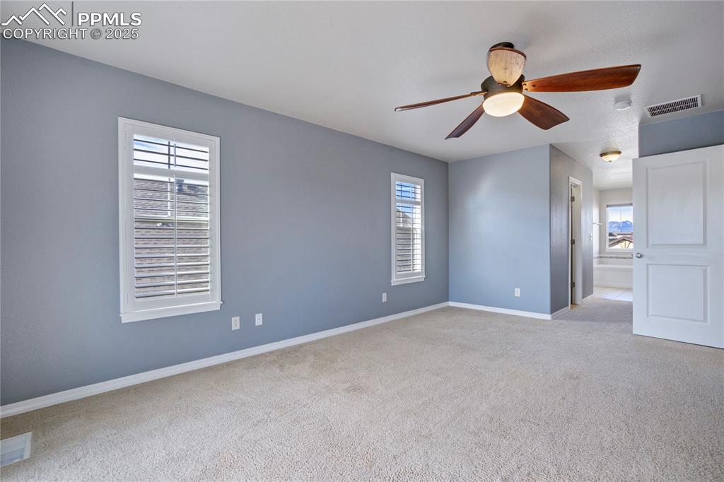 Image 21 of 50: Unfurnished bedroom featuring multiple windows, light colored carpet, and a