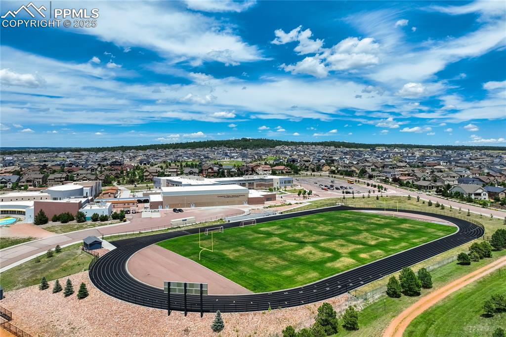 Image 42 of 50: Aerial perspective of suburban area