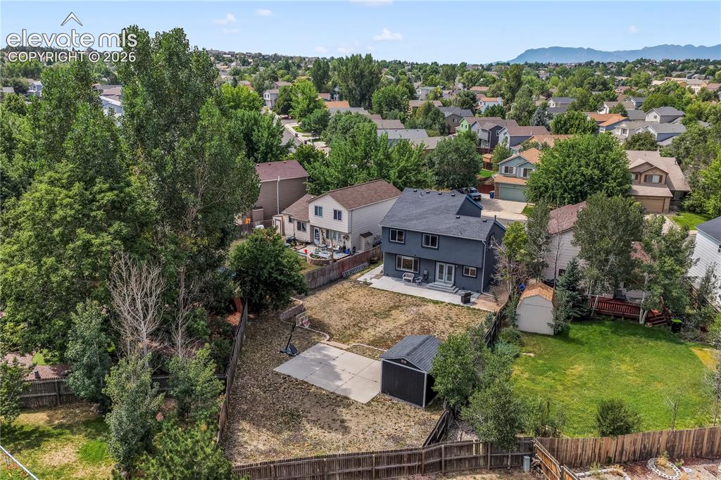 Image 50 of 50: Aerial view of backyard on large lot
