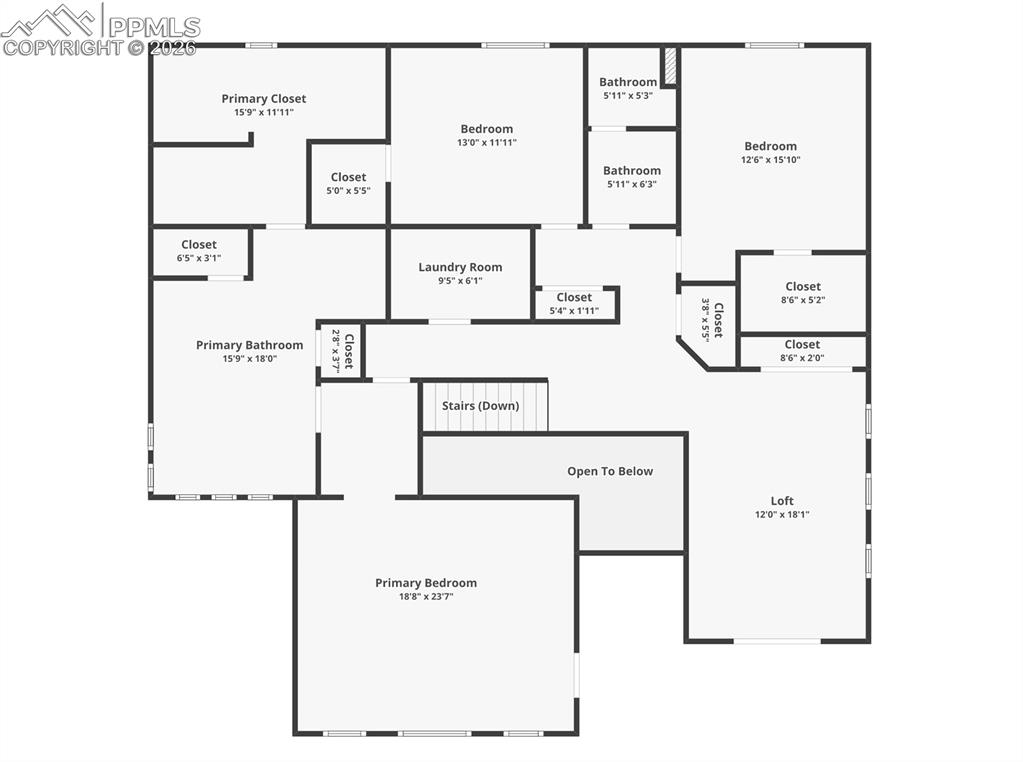 Image 50 of 50: upper level floor plan