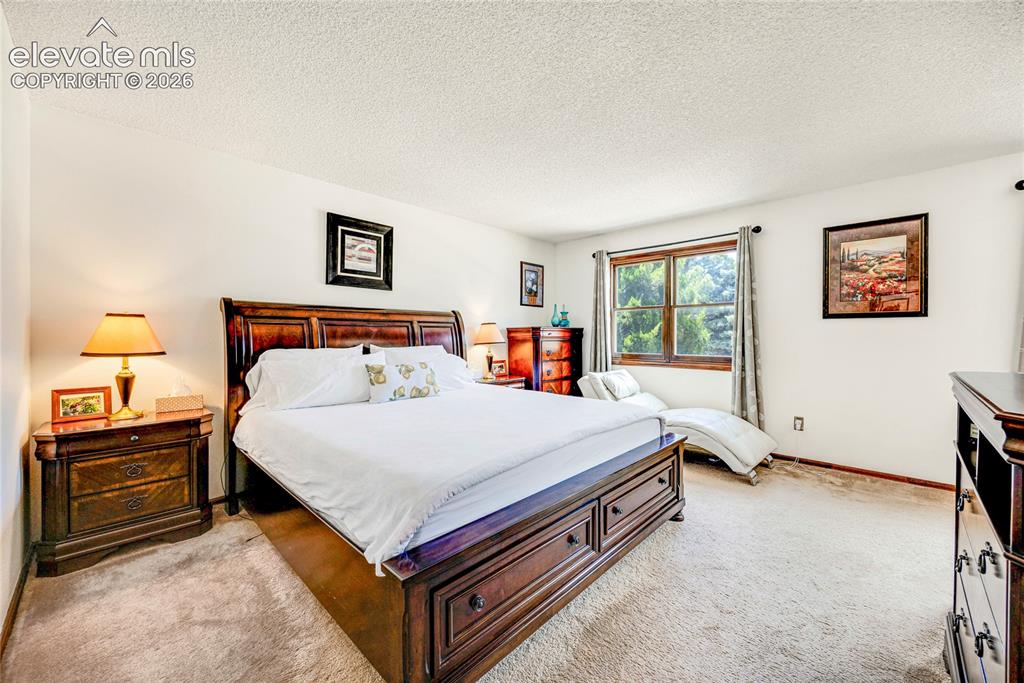 Image 15 of 46: Spacious bedroom featuring light-toned carpeting and white walls