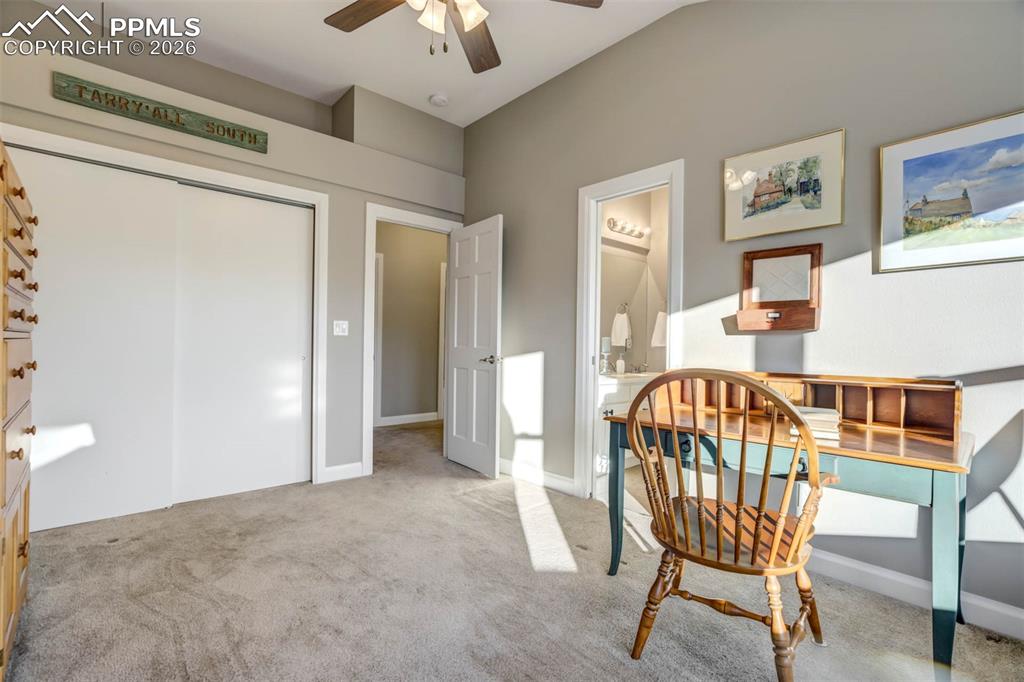 Image 29 of 50: Another view of Bedroom 3, showing a huge closet that is fitted out for sto