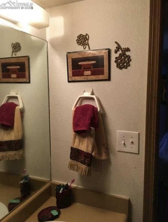 Image 19 of 20: Bathroom featuring vanity and a textured wall
