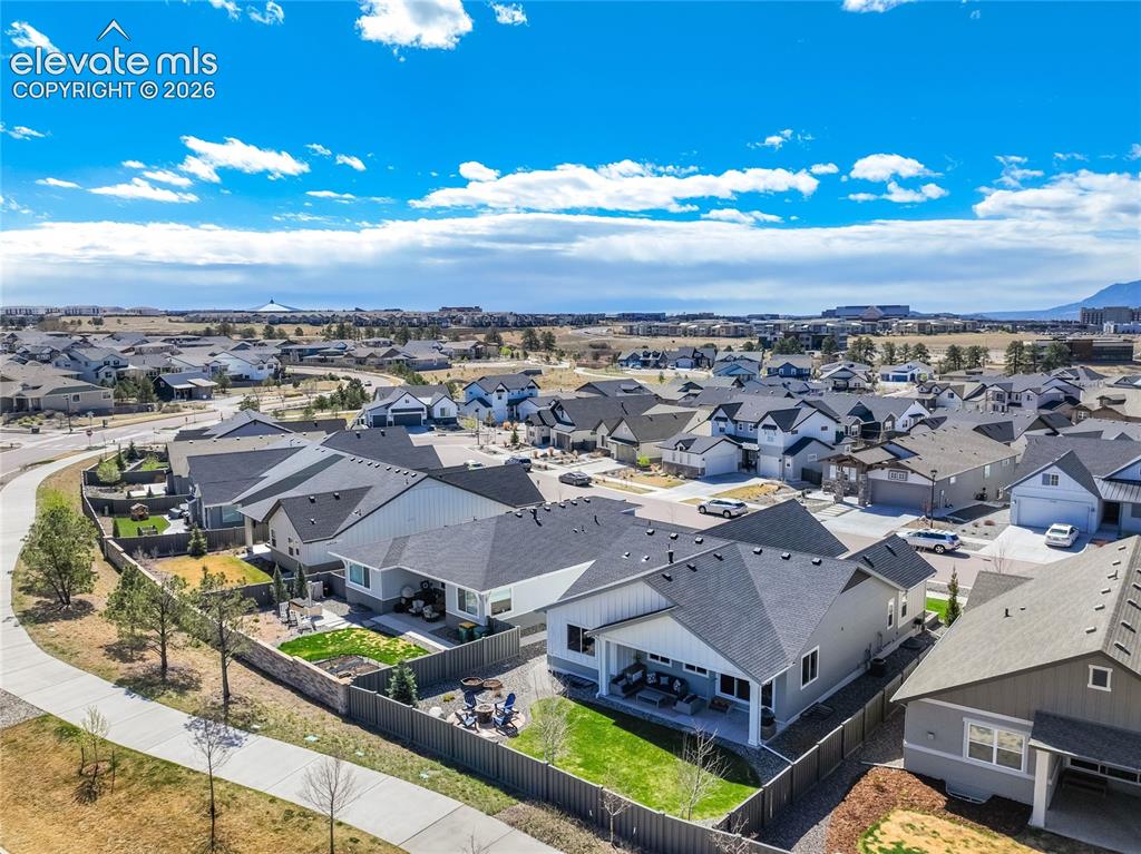 Image 42 of 50: Aerial view showing the home and proximity to walking trails in The Farm