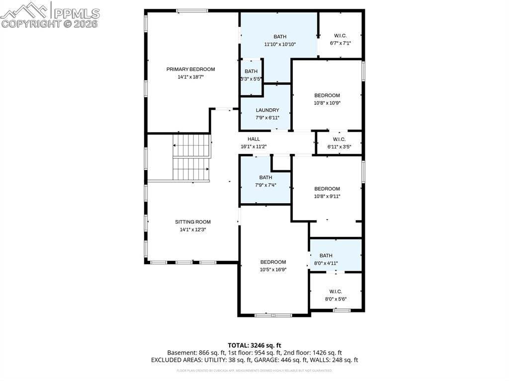 Image 47 of 49: Upstairs floor plan