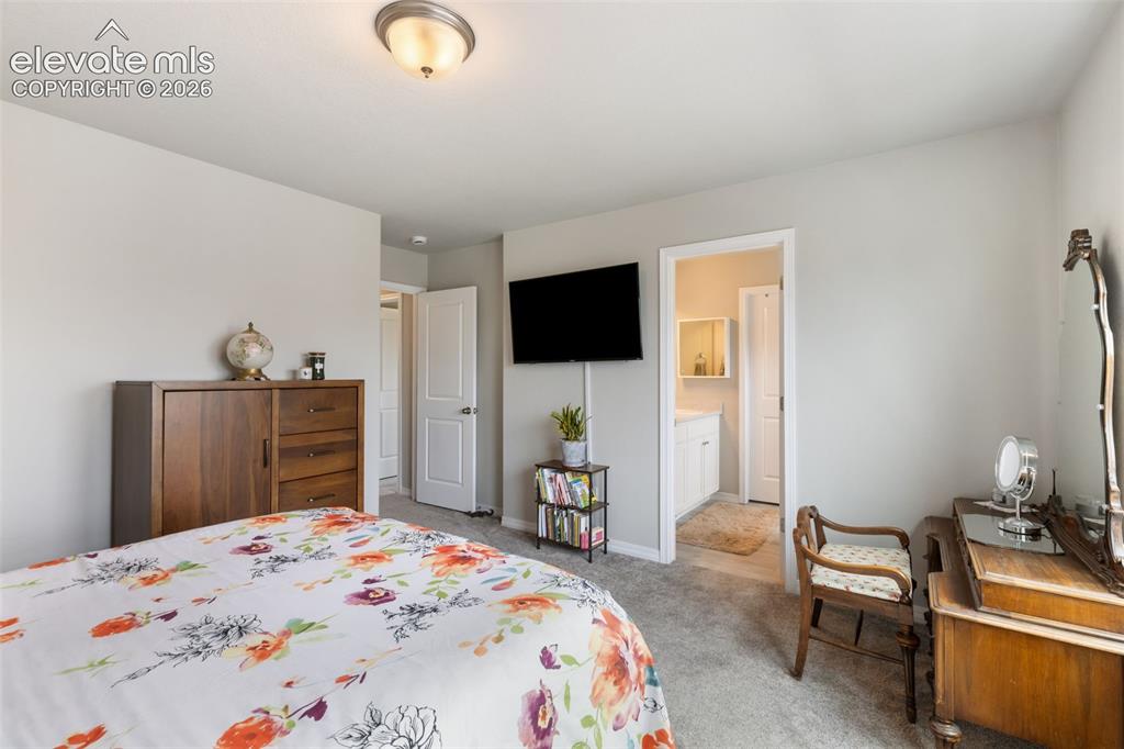 Image 14 of 28: Carpeted room with a ceiling-mounted light fixture, light gray wall paint,