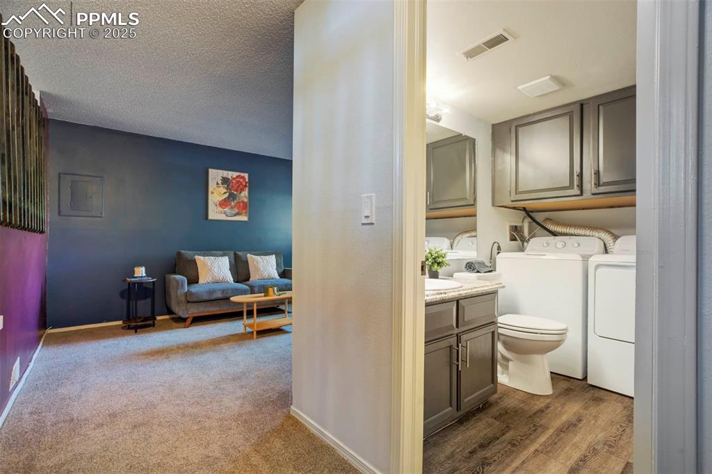 Image 18 of 36: Lower Level Flex Room, Bathroom, Laundry