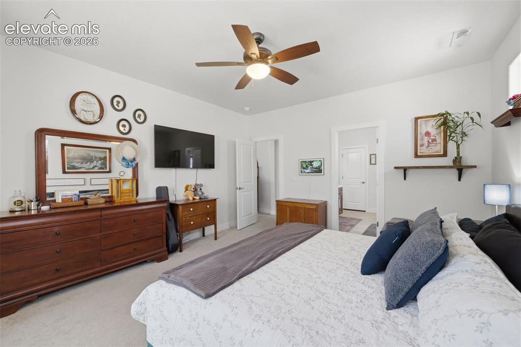 Image 11 of 25: Bedroom featuring light-colored walls and carpet flooring