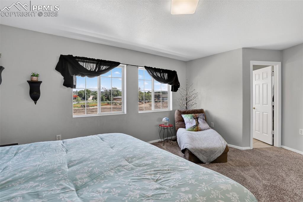 Image 19 of 26: Carpeted bedroom featuring baseboards and a textured ceiling