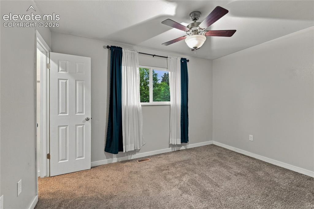 Image 13 of 34: Spacious primary bedroom featuring walk-in closet, carpet flooring, a ceili