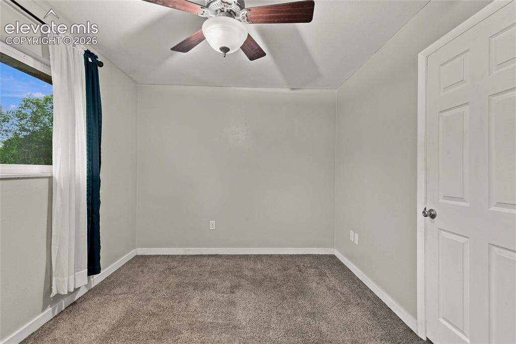 Image 14 of 34: Spacious primary bedroom featuring walk-in closet, carpet flooring, a ceili