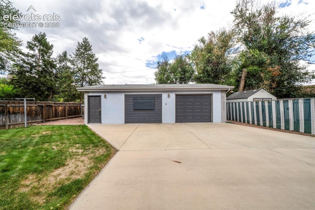 Image 28 of 36: Finished 2 car garage detached 