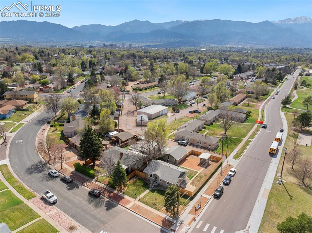 Image 5 of 37: Birds eye view of property featuring a mountain view and a residential view
