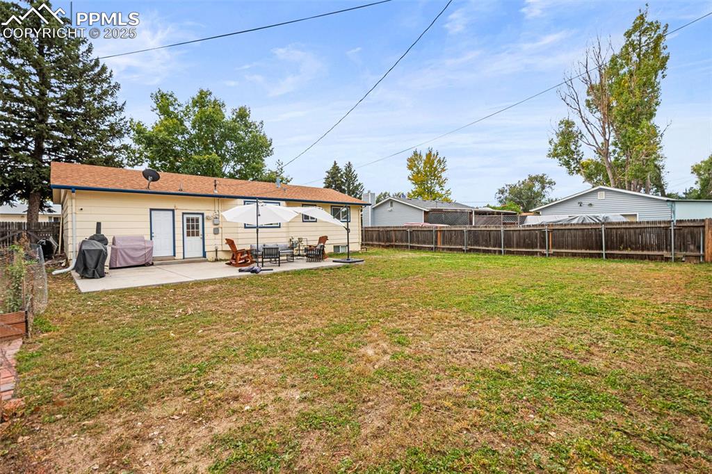Image 28 of 33: Back of house with a patio and a fenced backyard