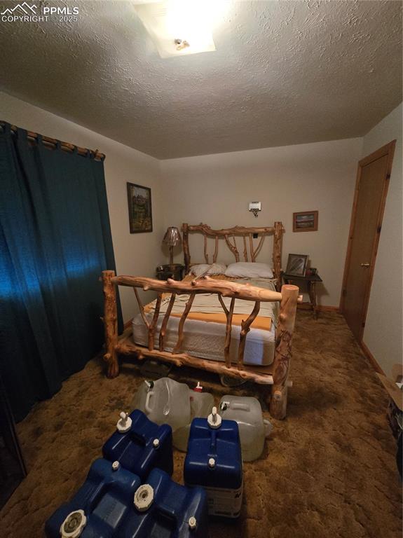Image 12 of 23: Carpeted bedroom featuring a textured ceiling