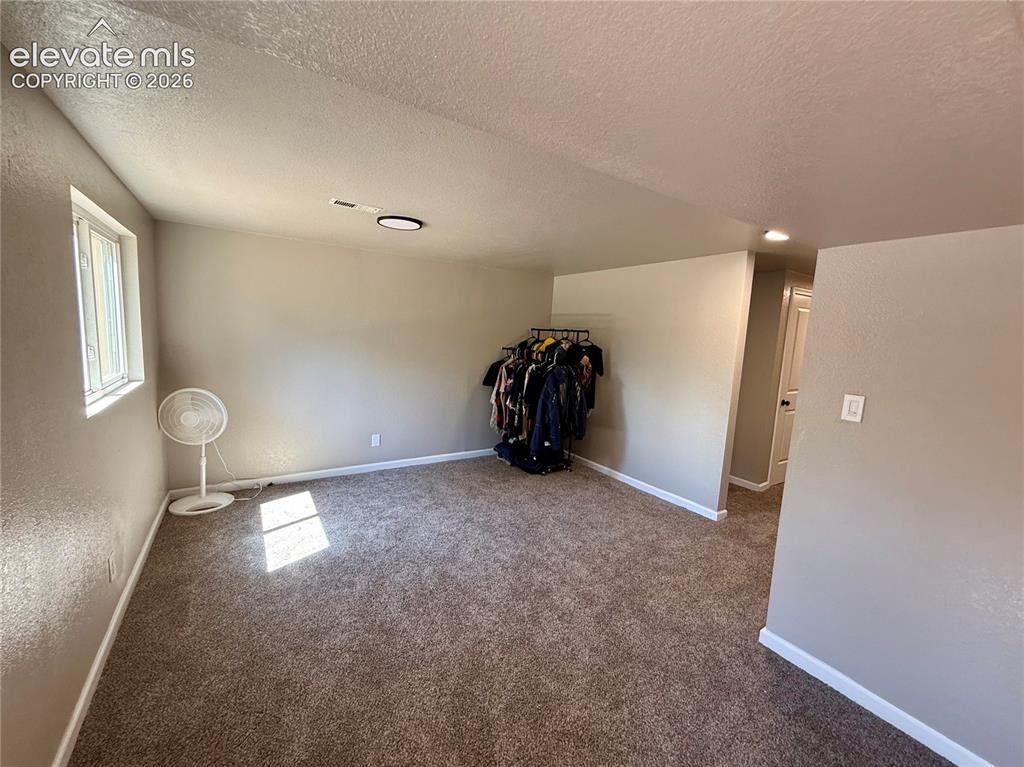 Image 22 of 30: Lowere level living room currently used as bedroom