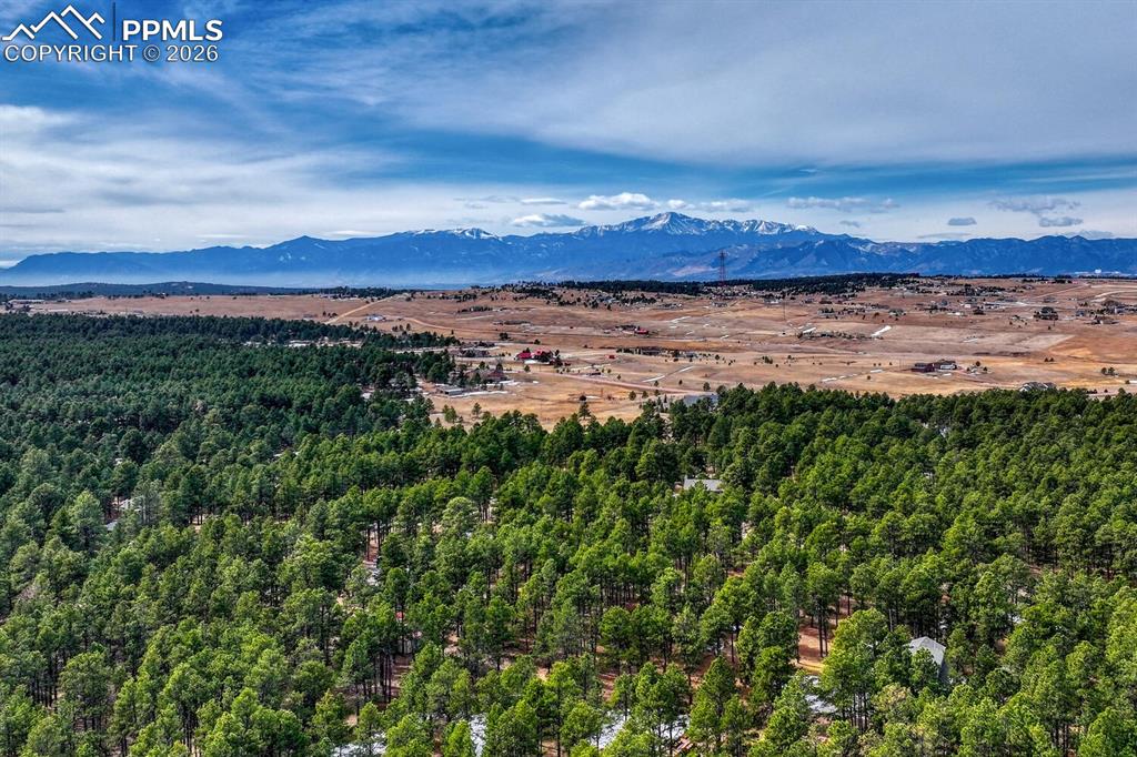 Image 50 of 50: Aerial view of neighborhood and mountain view.