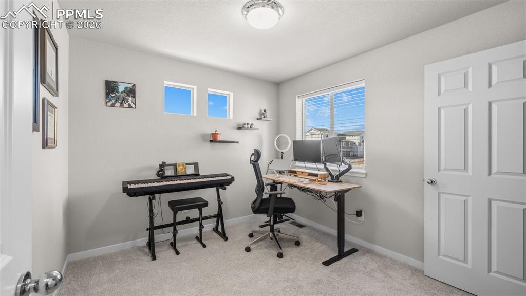 Image 11 of 37: Office featuring light carpet