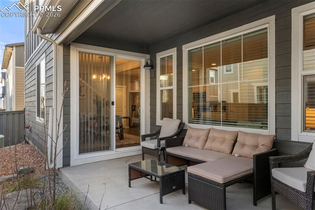 Image 29 of 33: Oversized covered patio with privacy 