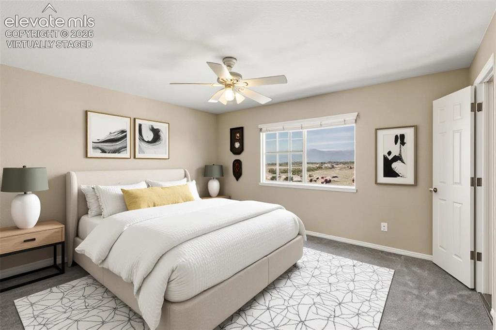 Image 17 of 40: virtually staged primary bedroom