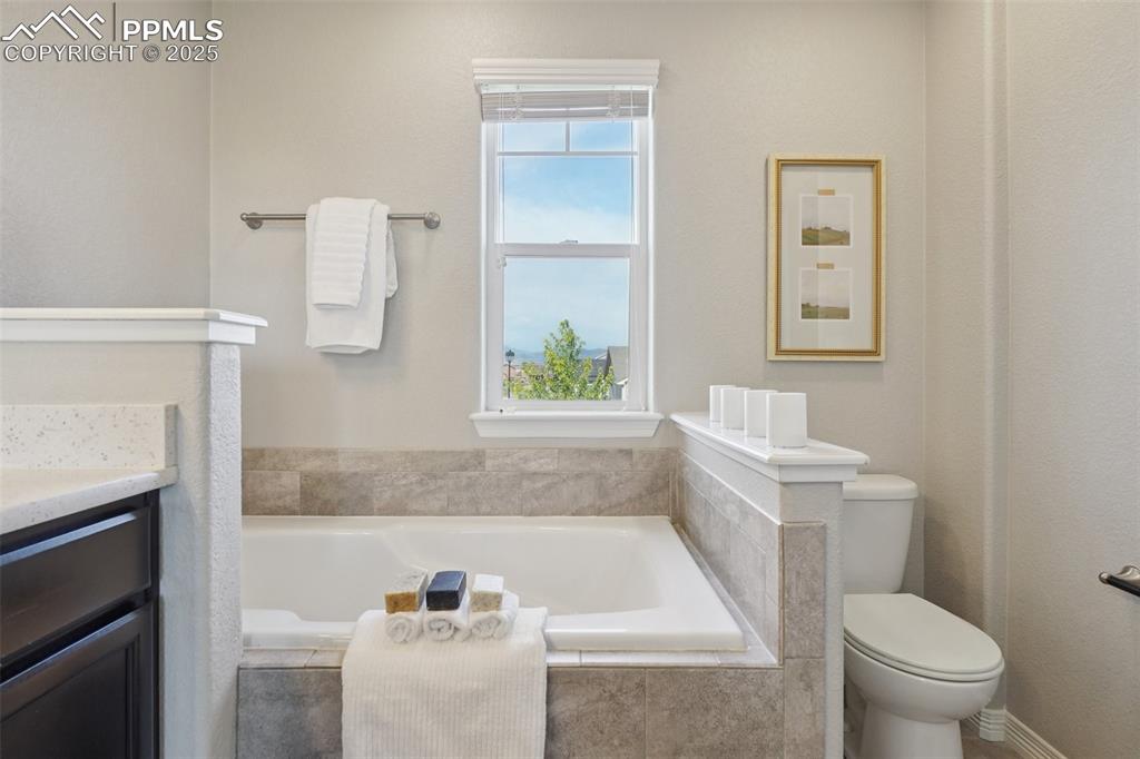 Image 17 of 46: Full bath featuring vanity and a bath