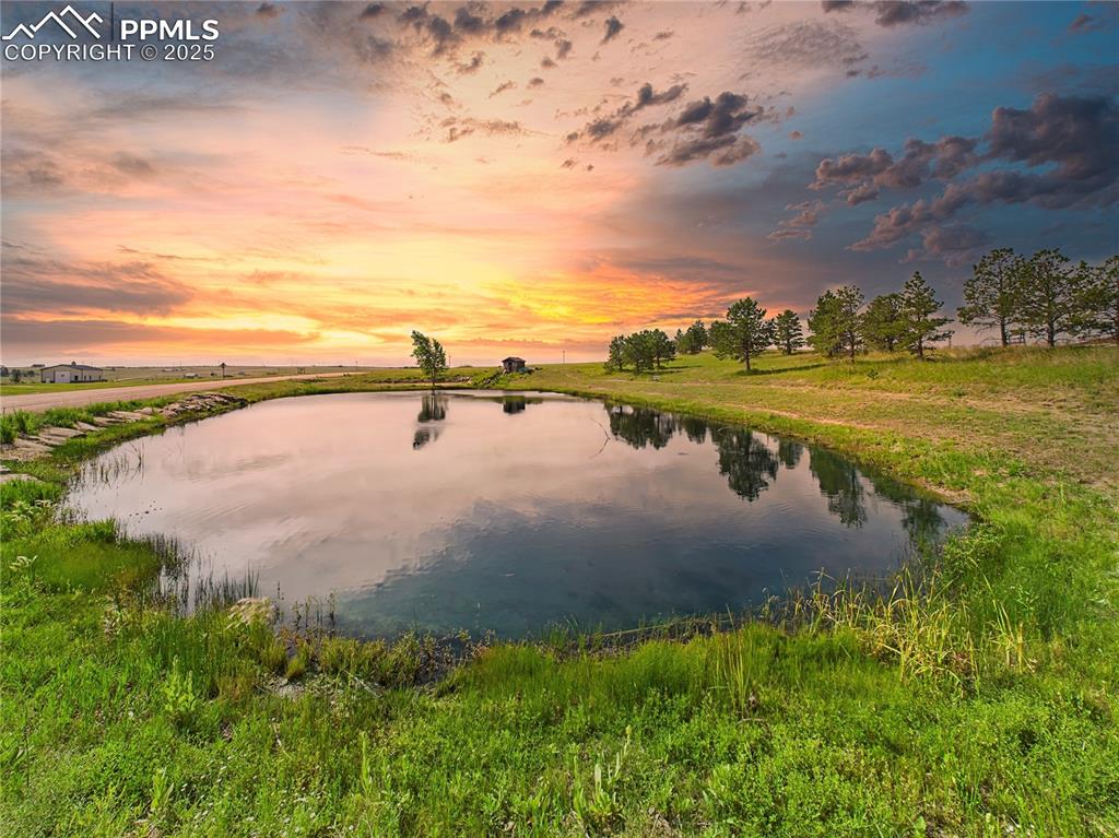 Image 39 of 50: Community Tranquil Water Feature – Peaceful pond captures the golden hour w