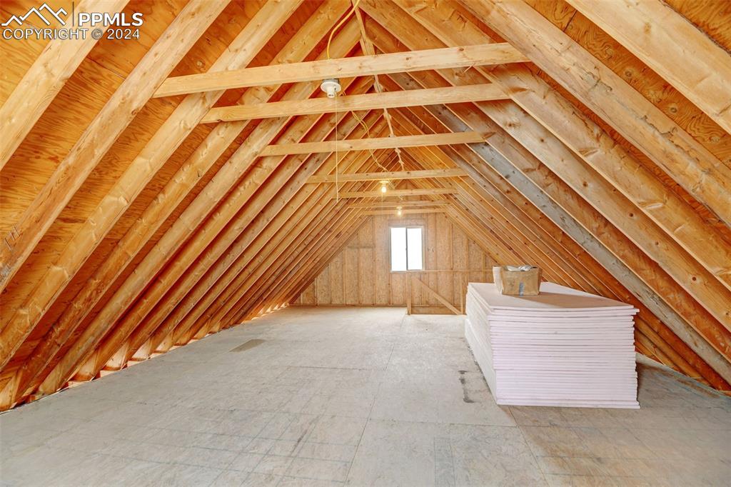 Image 34 of 45: 25x40 detached workshop unfinished attic