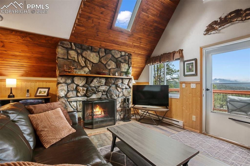 Image 9 of 50: Original masonry fireplace