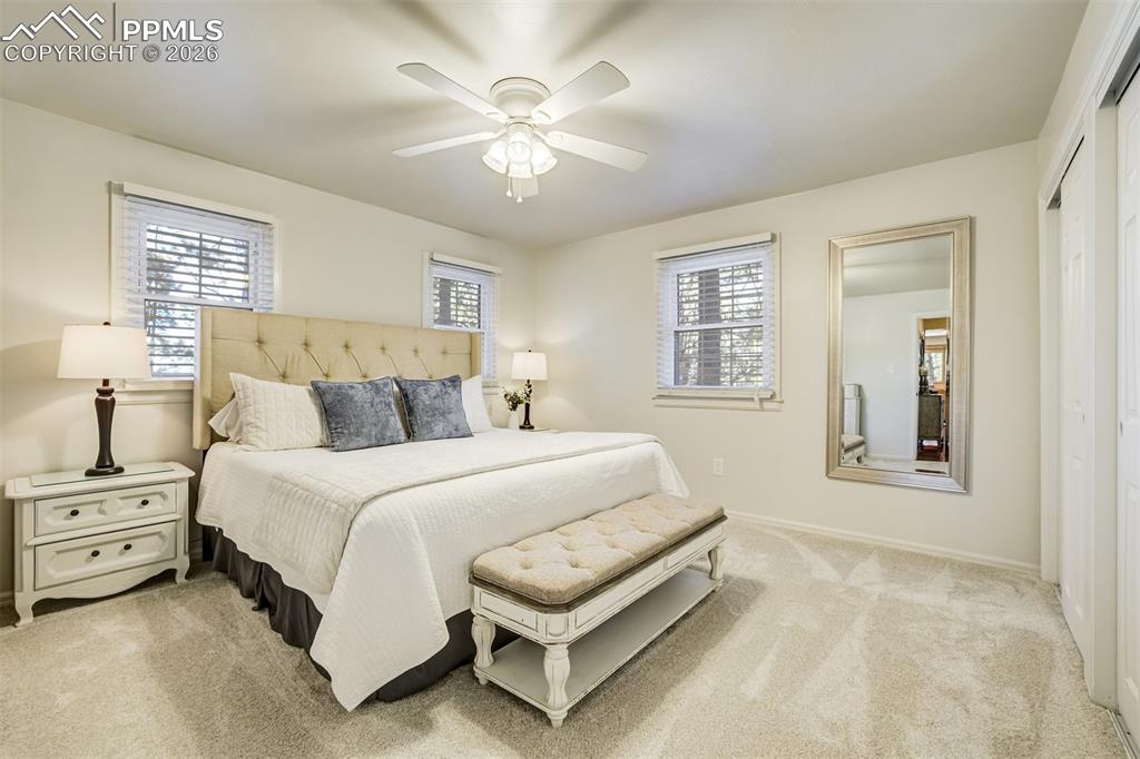 Image 20 of 50: Main level, primary bedroom with multiple closets