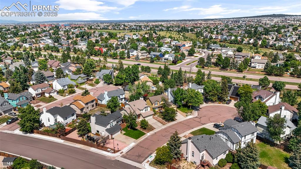 Image 38 of 40: Aerial perspective of suburban area