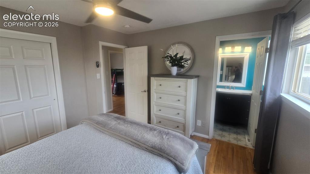 Image 5 of 43: Hardwood-style flooring throughout, ceiling fan with integrated lighting, w