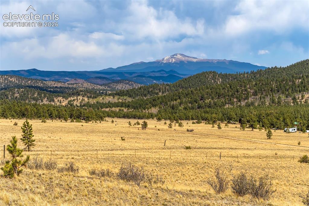 Caption: Wonderful view of Pikes Peak from the sloped lot