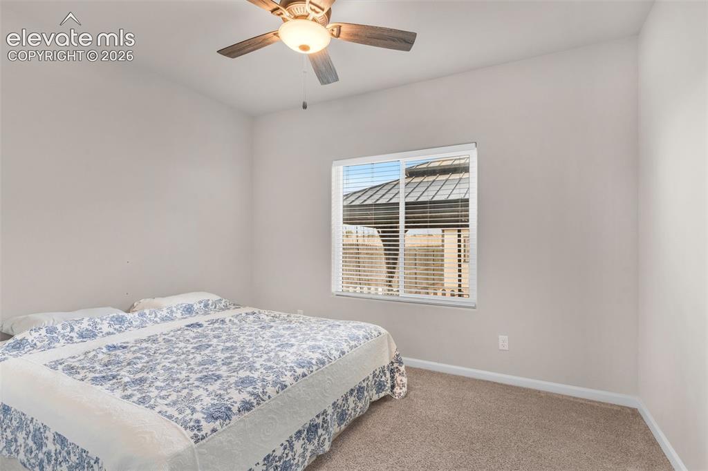 Image 25 of 49: Bedroom featuring neutral wall tones, plush carpeting, a multi-pane window