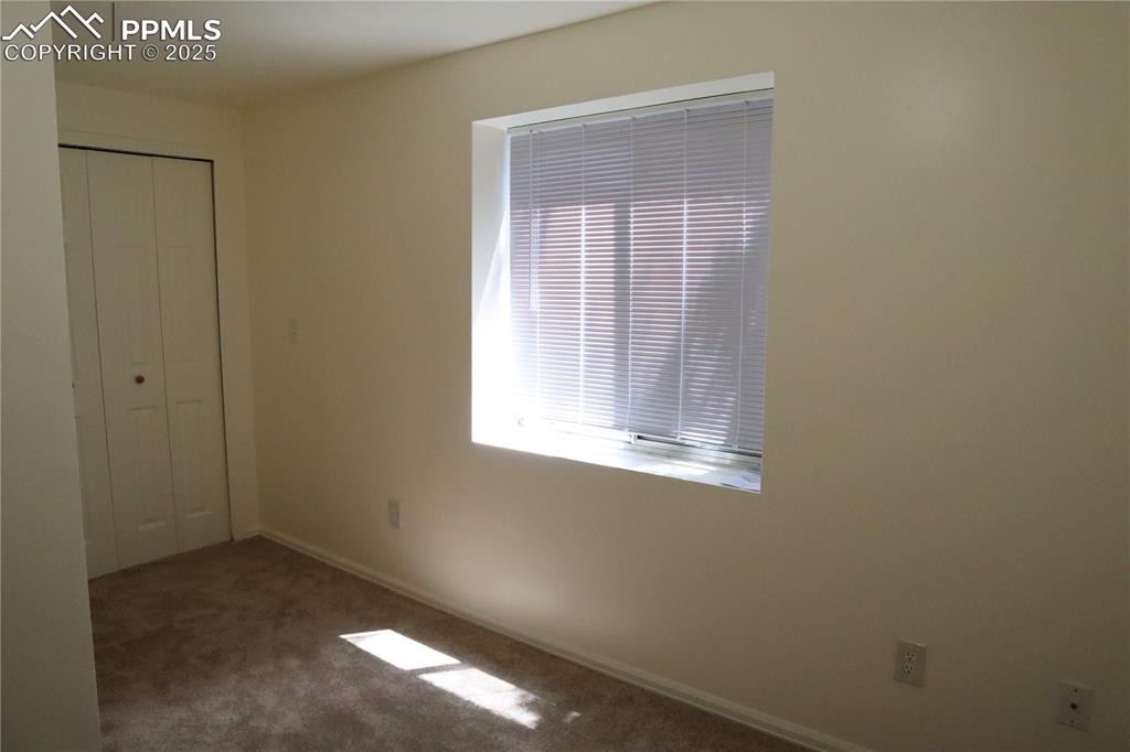Image 28 of 34: Downstairs bedroom featuring a walk in closet, carpet, and baseboards