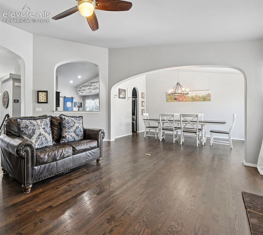 Image 8 of 50: Lovely dining room, adjacent to living room and kitchen