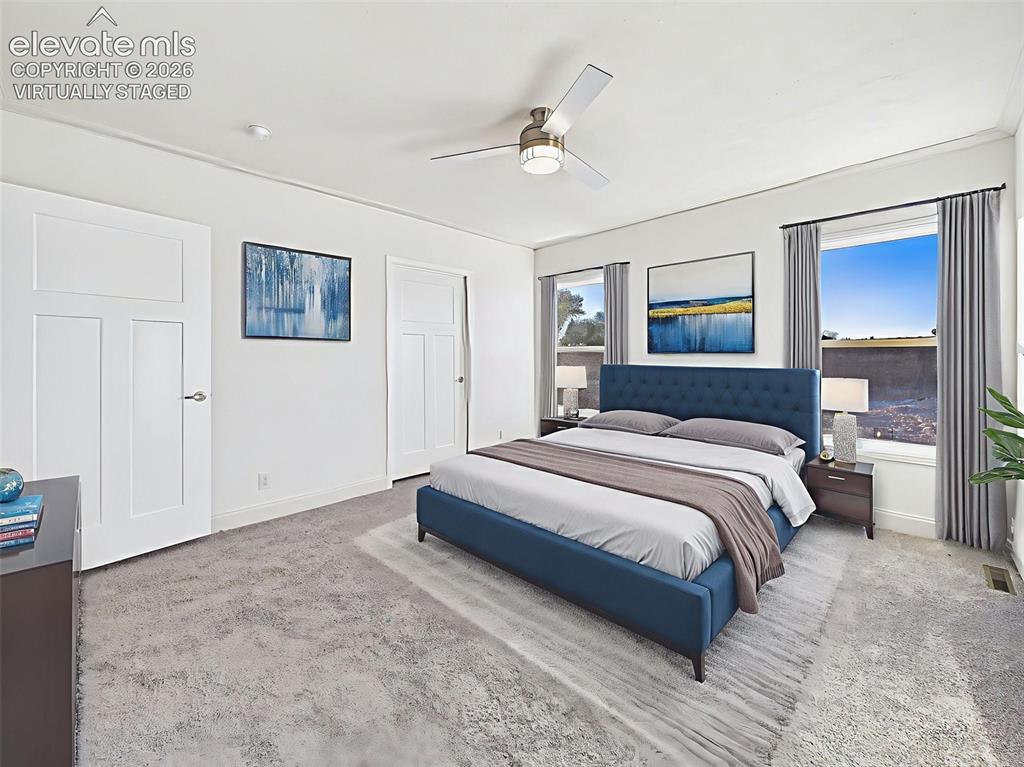 Image 28 of 50: Virtually Staged Alternate view of the primary suite showing ensuite entry