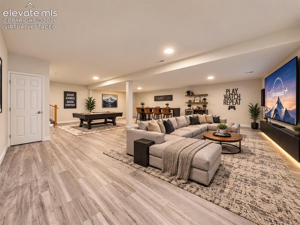 Image 41 of 50: Virtually Staged Basement – Virtually staged to demonstrate the expansive f
