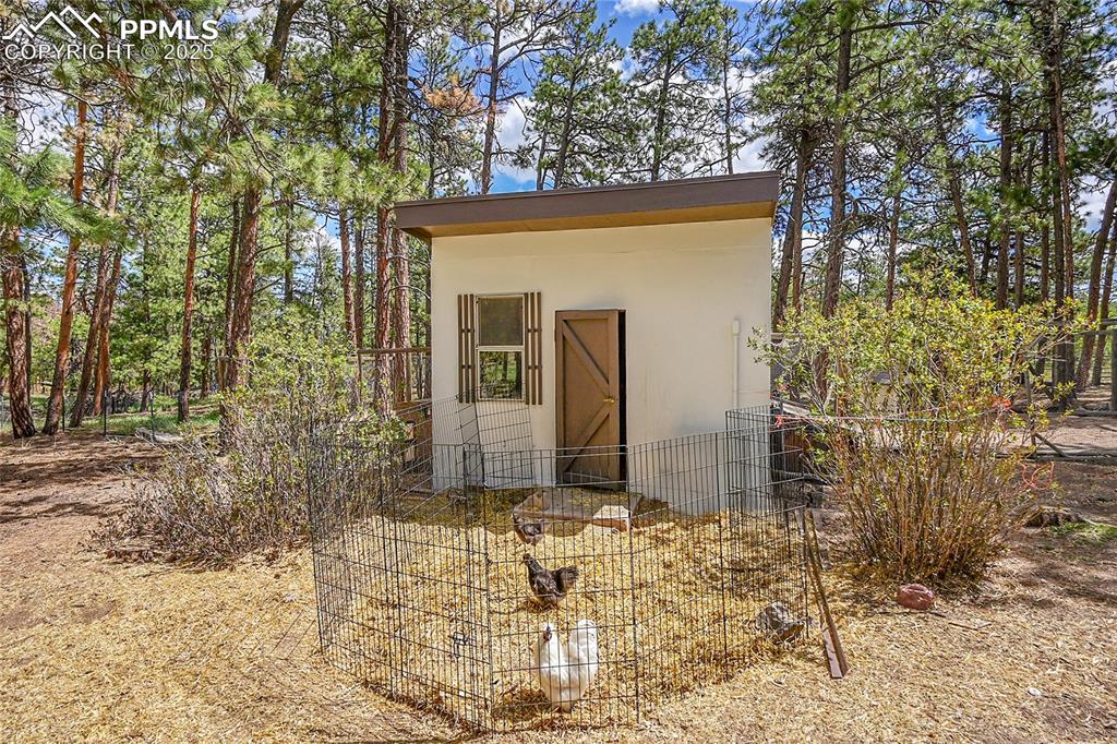 Image 41 of 50: Chicken Coop with fenced chicken run - new paint and roof 