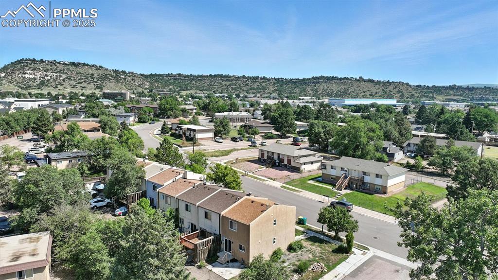 Image 48 of 50: Aerial view of home and neighborhood.