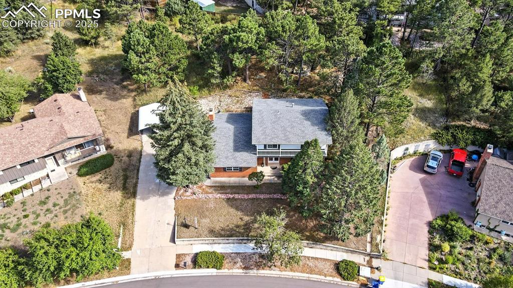 Image 3 of 50: Aerial view of home and lot.