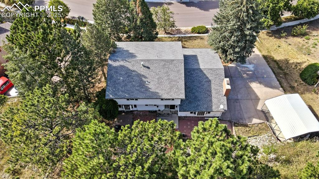 Image 46 of 50: Aerial view of home and lot.
